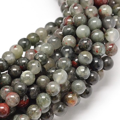 Natural Bloodstone Beads Strands G-P025-21-6mm-1