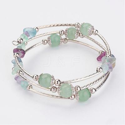 Three Loops Wrap Natural Mixed Stone Beads Bracelets BJEW-JB02922-03-1