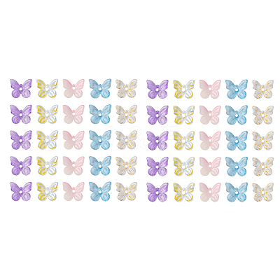 50Pcs 5 Colors Transparent Spray Painted Glass Charms GLAA-FP0001-12-1