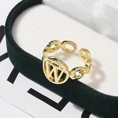 Brass Open Cuff Rings for Women RJEW-K289-01G-W-1