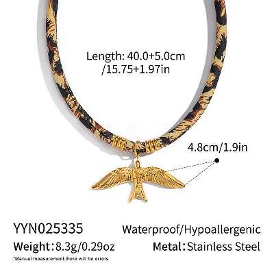 Vintage 304 Stainless Steel Pendant Leopard Print Cord Necklaces for Women HF7067-3-1