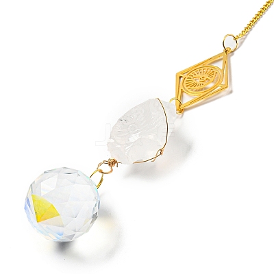 Wire Wrapped Nuggets Natural Quartz Crystal Pendant Decorations HJEW-C008-01A-G-1