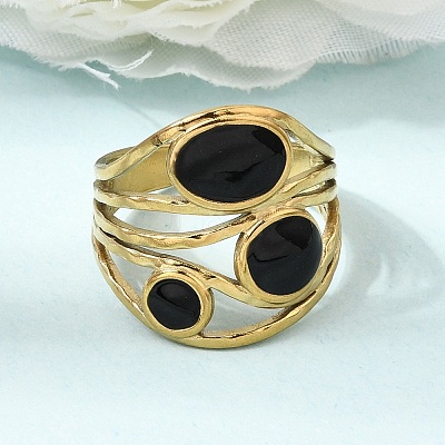 304 Stainless Steel Enamel Cuff Open Rings SA-CBA369F-05G-1