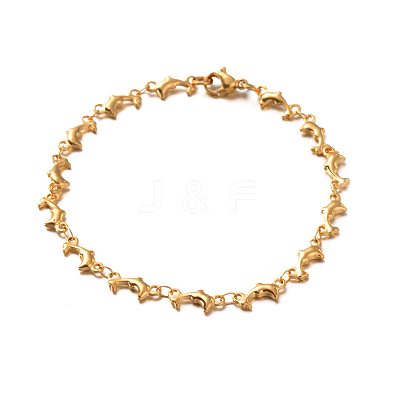 304 Stainless Steel Dolphin Link Bracelets BJEW-O076-03-1