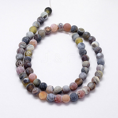 Frosted Natural Weathered Agate Beads Strands X-G-F367-8mm-07-1