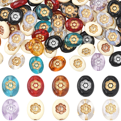 200Pcs 10 Colors Opaque & Transparent Acrylic Metal Enlaced Beads OACR-SC0002-69-1