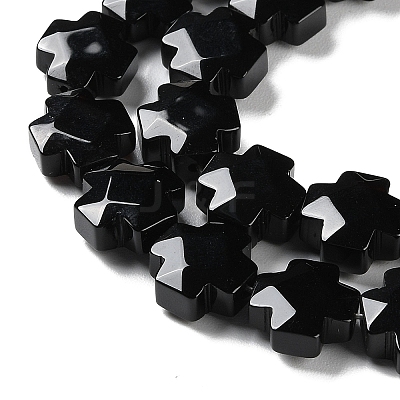 Natural Dyed & Heated Black Onyx Beads Strands G-K357-C06-01-1