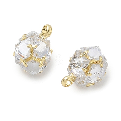 Brass Pave Clear Cubic Zirconia Charms CU-CBAD360-08G-01-1