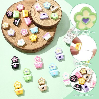 36pcs 18 Styles Baking Paint Alloy Beads FIND-CJ0004-21-1