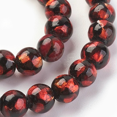 Handmade Silver Foil Glass Lampwork Beads LAMP-P051-G07-10MM-1