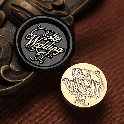 Wedding Wax Seal Brass Stamp Heads AJEW-M038-01O-G-1