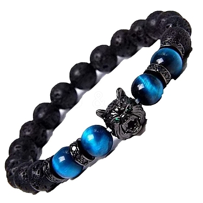 Natural Tiger Eye Stretch Bracelets PW-WG014ED-08-1