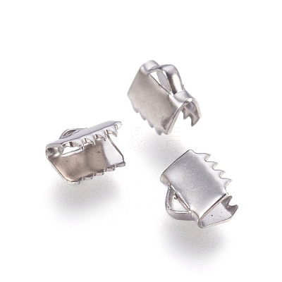 Tarnish Resistant 304 Stainless Steel Ribbon Crimp Ends STAS-I097-091P-1