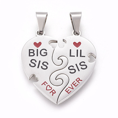304 Stainless Steel Split Pendants STAS-F168-10P-1