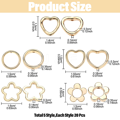 100Pcs CCB Plastic Bead Frame CCB-YW0001-64G-1