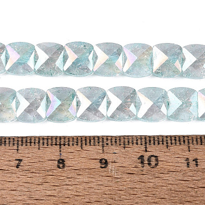 Electroplate Transparent Crackle Glass Beads Strands EGLA-Q135-02A-B02-1