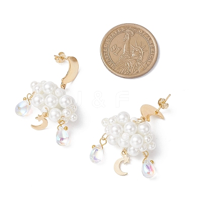 3D Cloud Glass Seed Beades Dangle Stud Earrings EJEW-MZ00644-02-1