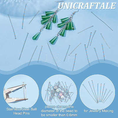 900Pcs 3 Styles 304 Stainless Steel Flat Head Pins STAS-UN0054-02-1
