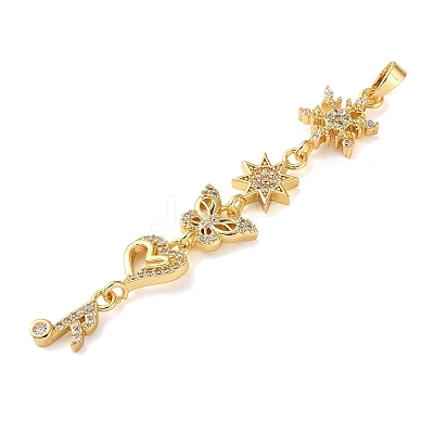 Brass Micro Pave Clear Cubic Zirconia Pendants LS-KK-D101-01C-G-1