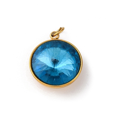 High Polished 316 Stainless Steel Faceted Glass Pendants STAS-K258-46G-1