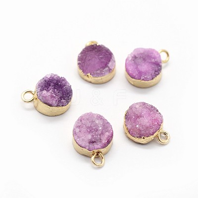 Natural Druzy Quartz Charms G-P396-07G-01-1