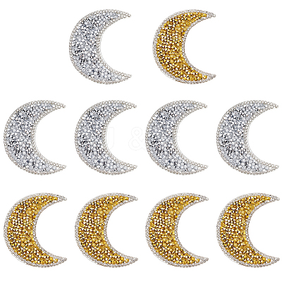 10Pcs 2 Colors Resin Rhinestone Iron on/Sew on Cloth Patches DIY-CY0003-31-1