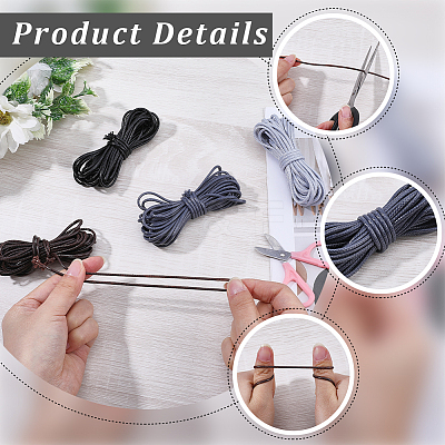 4Pcs 4 Colors Braided Round Waxed Polyester Cords YC-CL0001-04-1
