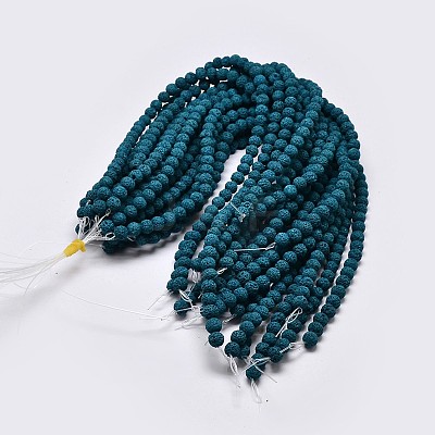 Natural Lava Rock Round Bead Strands G-I124-6mm-09-1