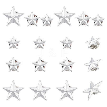 18Pcs 3 Styles Pentagram Alloy Brooches JEWB-GA0001-35P-1