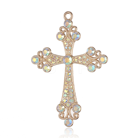 Alloy Rhinestone Big Pendants RB-J112-28KCG-1