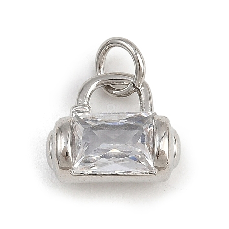 Brass Micro Pave Clear Cubic Zirconia Charms KK-A269-37P-1