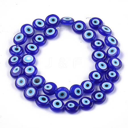 Handmade Evil Eye Lampwork Beads Strands X-LAMP-S191-02C-12-1