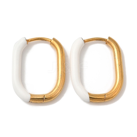 304 Stainless Steel & Enamel Hoop Earrings for Women EJEW-S237-14G-A-1