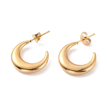 PVD Vacuum Plating 304 Stainless Steel Crescent Moon Stud Earrings for Women EJEW-F280-05C-G-1