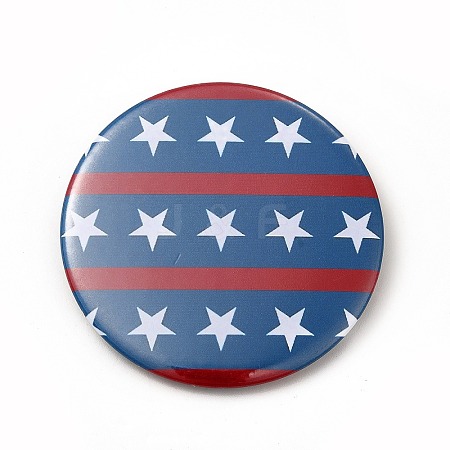 Independence Day Flat Round Tinplate Badge Pins JEWB-G021-01G-1