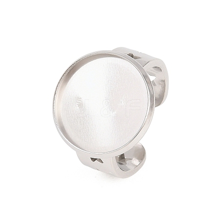 Hollow Star 304 Stainless Steel Open Cuff Ring Components STAS-F366-07E-P-1