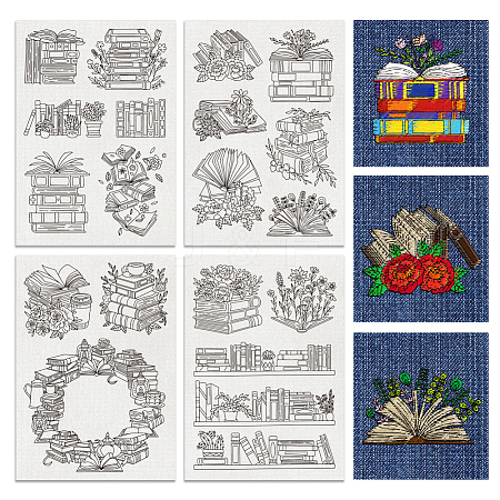 4 Sheets 11.6x8.2 Inch Stick and Stitch Embroidery Patterns DIY-WH0455-045-1