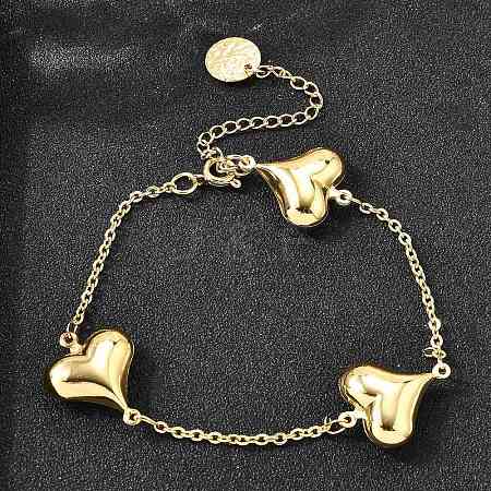 304 Stainless Steel Link Bracelets for Women BJEW-P354-01A-G-1