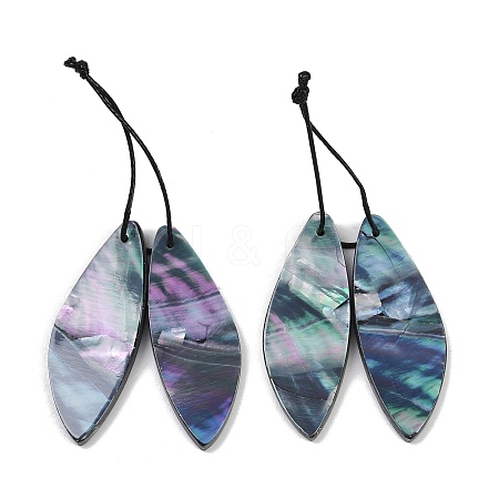 2Pcs Natural Black Lip Shell Pendants FIND-Z079-01G-1