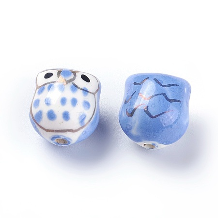 Handmade Printed Porcelain Beads PORC-E015-09I-1