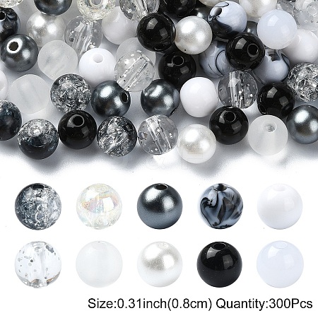 300Pcs 10 Styles Opaque Acrylic Beads OACR-YW0001-87-1