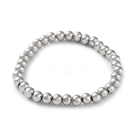 Non-Tarnish 316 Surgical Stainless Steel Round Beaded Stretch Bracelets LS-BJEW-M305-01D-P-1