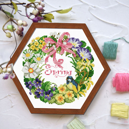 Spring Theme Flower Pattern Cross-stitch Beginner Kits PW-WG32524-04-1