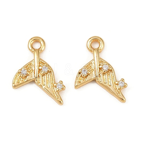 Ocean Theme Brass Micro Pave Cubic Zirconia Charms X1-KK-F902-08L-G-1