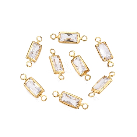 Brass Clear Cubic Zirconia Connector Charms KK-T070-12C-1