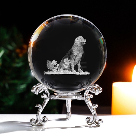 Inner Carving 12 Chinese Zodiac Signs Glass Crystal Ball Diaplay Decoration PW-WG32D61-21-1