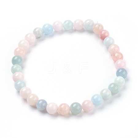 Natural Morganite Stretch Bracelets BJEW-JB03738-04-1