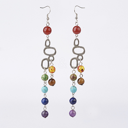 Natural & Synthetic Mixed Stone Dangle Earrings EJEW-JE02651-1