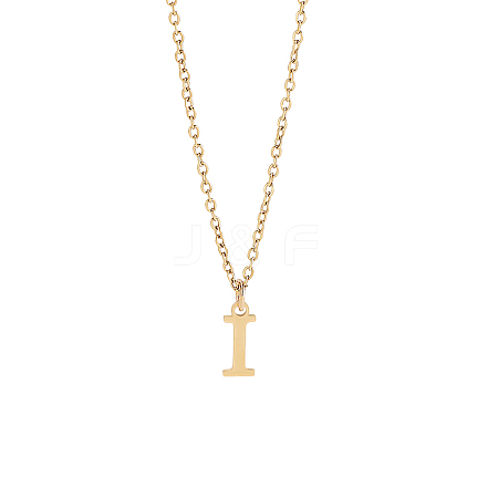 304 Stainless Steel Letter Pendant Necklaces NJEW-LP0001-53I-G-1
