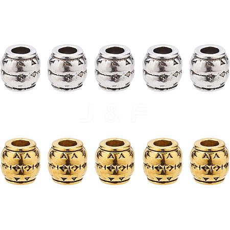 Tibetan Style Alloy Large Hole Barrel Beads TIBEB-FH0001-16-NR-1